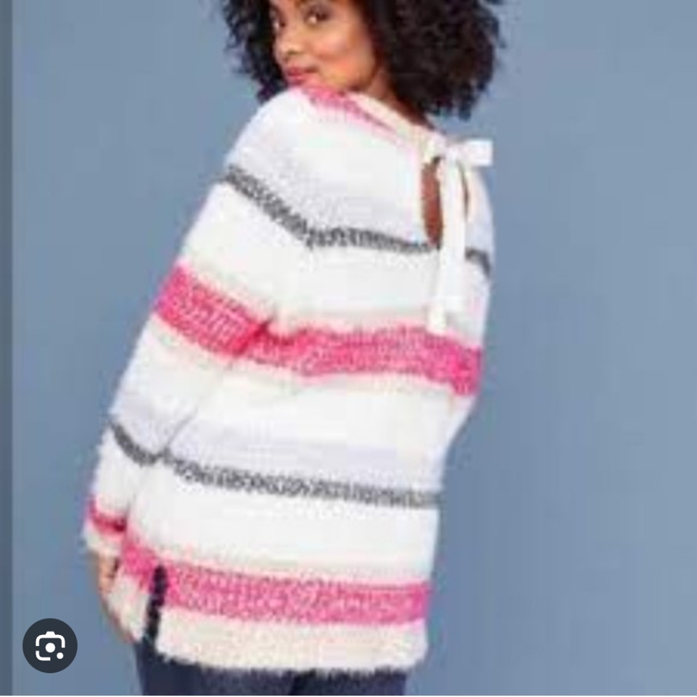 - Lane Bryant stripe eye lash sweater with back ribbon key hole back